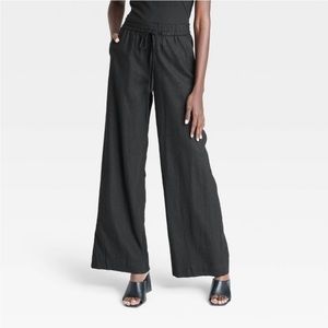 NWT Target New Day Linen Wide Leg Pants Black XS